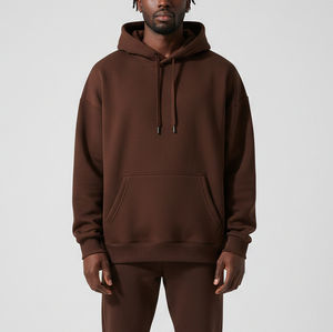 Sudadera con Capucha Extra Grande Unisex de Alta Calidad, Estilo Invernal, 100% Algodón, Bordada e Impresa Personalizada en Color Marrón - Product Image 5