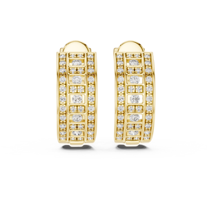 Pendientes Anchos de Moissanita en Oro Rosa de 18K, Diseño de Varias Filas, Joyería Fina de Lujo para Mujer, Certificación IGI, Ideal para Aniversarios y Fiestas - Product Image 6