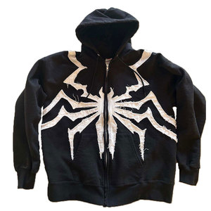 Sweat à capuche unisexe personnalisé par le fabricant, en molleton épais, à épaules tombantes, avec impression par transfert thermique motif araignée, écologique - Product Image 1