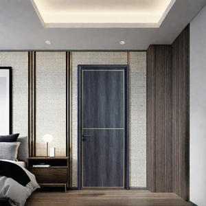 Porte intérieure moderne en bois composite creux avec finition PVC, résistante à l'eau, taille et couleur personnalisées pour villa, salle de bain et école - Product Image 3