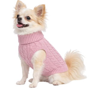 เสื้อสเวตเตอร์ถักลายเคเบิ้ลสำหรับสุนัข สีชมพู อุ่นสบายสำหรับฤดูหนาว เสื้อคลุมสัตว์เลี้ยงเนื้อนุ่ม เสื้อถักนิตติ้งสำหรับสุนัข เสื้อผ้าสำหรับสุนัขที่ให้ความอบอุ่นในสภาพอากาศหนาวเย็น - Product Image 3