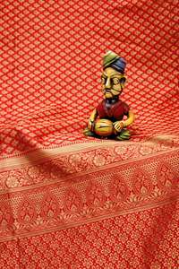 Tela de seda pesada pura Sari tejido dorado Original con trabajo de tejido pesado blusa para correr hermoso Color - Product Image 2