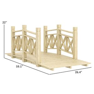 Ponte da Giardino in Legno Naturale da 1,5 m per Laghetti, Fiumi e Corsi d'Acqua nel Cortile, per Paesaggistica e Pavimentazione - Product Image 3