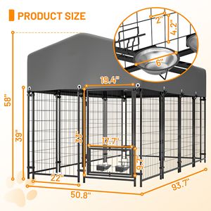 Recinto per Cani XXL Resistente 1.29m x 2.38m x 1.47m, Resistente ai Raggi UV, Impermeabile, per Esterni, per Razze Grandi - Product Image 3