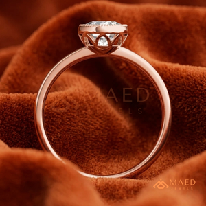 Rose Gold Plated Round Cut Bezel Halo Engagement <b>Ring</b> Women Milgrain Edge Solitaire American Diamond <b>CZ</b> Wedding <b>Ring</b> - Product Image 3
