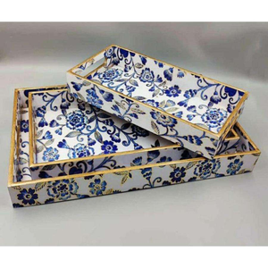 ชุดถาดไม้ MDF เคลือบสีฝุ่น ดีไซน์สั่งทำ งานฝีมือ สำหรับเสิร์ฟอาหาร เป็นมิตรกับสิ่งแวดล้อม น้ำหนักเบา ไม้ตกแต่งสลักลาย - Product Image 2