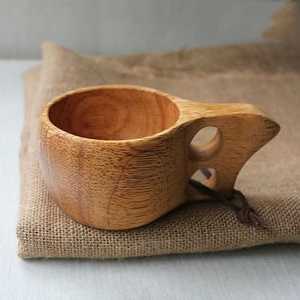 Tasse en bois de forme irrégulière avec poignée, design classique, écologique, passe au lave-vaisselle, 150 ml/100 ml - Product Image 4