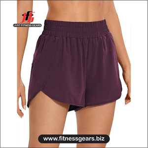 กางเกงวิ่งขาสั้นเอวกลางสำหรับผู้หญิง JUST FITNESS GEARS ผ้าโพลีเอสเตอร์แห้งเร็ว ซับในตาข่าย 3 นิ้ว ทรงดอลฟิน มีซิป เหมาะสำหรับออกกำลังกาย - Product Image 5