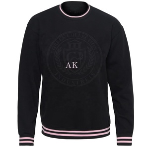 Sorority Alpha <b>Black</b> Embossed Cotton <b>Fleece</b> Crew Neck Ribbed Cuff Greek Letter Embroidery Collage Men's <b>Women's</b> Sweatshirts - Product Image 1