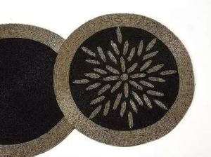 Camino de Mesa Moderno con Bordado Floral, Diseño Circular Negro y Dorado, Lavable, de Poliéster, Decoración para el Hogar - Product Image 5