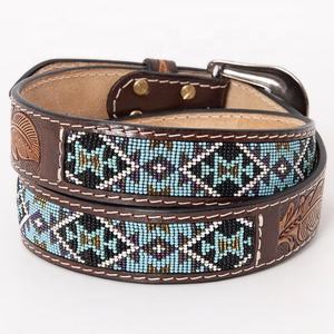 Custom Made High Quality Cow Full Grain Leather Western Beaded <b>Cowboy</b> <b>Belt</b> Hand Carved Design <b>Belt</b> by Top Indian Manufacturer - Product Image 2