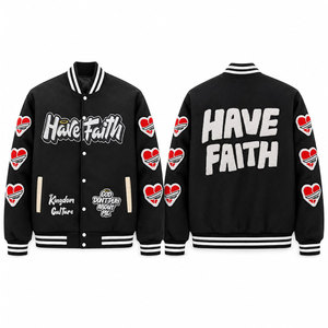 Wholesale 100% Wool Lettermen Varsity <b>Jackets</b> for <b>Men</b> Premium Leather Stand Collar Front Windproof Quick Dry Custom Latest - Product Image 1