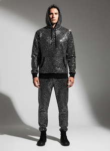 Sweat à capuche zippé pour homme avec strass, en molleton épais 480 g/m², délavage acide, coupe oversize, logo personnalisé, streetwear, OEM - Product Image 5