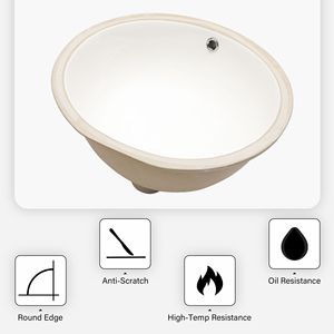 19 \ "x16 \" lavabo da bagno ovale in ceramica bianca con Overflow elegante e pratico - Product Image 5