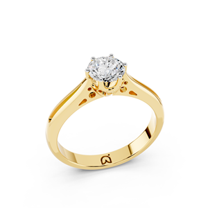 Bague de fiançailles classique solitaire en or 14 carats avec diamant de laboratoire rond de 3,00 carats, bijou de promesse distinctif pour femme - Product Image 3