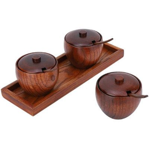Salero de madera de acacia hecho a mano con doble compartimento y tapa giratoria, caja de condimentos para cocina, tarro de almacenamiento de especias, azucarero, artículos de despensa - Product Image 1