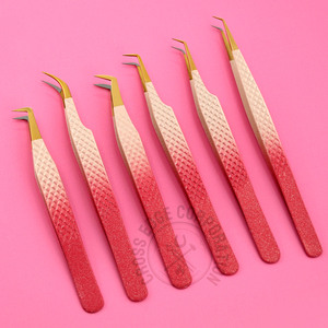 Custom Logo Eyelash Extensions Tweezers Volume Fiber Tip Private Label Stainless Steel Isolation Tweezer for Eyelash Extension - Product Image 1