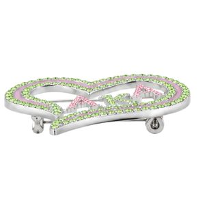 Broche Cœur Rose Vert Scintillant pour Femme, Bijou de Mode, Épingle Décorative, Accessoire Élégant en Cristal pour Vêtements et Sacs à Main - Product Image 3
