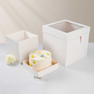 Plain White Tall Cake <b>Box</b> with Window <b>Large</b> White Cake <b>Box</b> with Clear Window for Pastry Packaging - Product Image 1