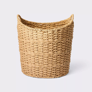 Handwoven Paper <b>Storage</b> <b>Basket</b> Round Shape Handmade Nursery Organizer Sustainable Decorative <b>Basket</b> Wholesale Bulk Supplier - Product Image 3