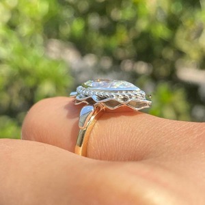 Anillo de compromiso con diamante cultivado en laboratorio Marquise, anillo de boda con bisel de cuerda vintage, anillo artesanal de estilo antiguo. - Product Image 4