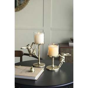 Rabbit Figural Candle <b>Stand</b> with Clear <b>Glass</b> <b>Holder</b> for Easter Home Decoration - Product Image 4