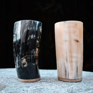 Eco Friendly Buffalo Horn Drinking Mug Handmade Natural Cup Rustic Barware Gift for <b>Whiskey</b> Wine Beer Use Item - Product Image 4