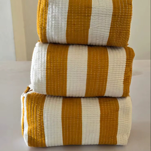 <b>Makeup</b> Organizer Bag Travel Toiletry Pouch Soft Cotton Block Print Cosmetic <b>Storage</b> Handmade Gift <b>for</b> Women Skincare Products - Product Image 1