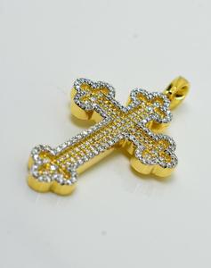 Pendentif croix personnalisé en or 9k 10k 14k 18k avec diamants de laboratoire VVS VS E F pour hommes et femmes - Product Image 1