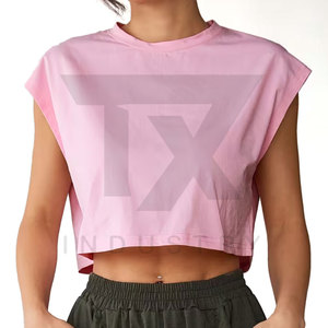 Women's Summer Workout <b>Crop</b> <b>Top</b> Breathable Front Logo Spandex/Polyester Lightweight Fashionable New Design - Product Image 3