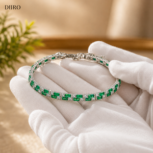 925 Sterling <b>Silver</b> Tennis <b>Bracelet</b> Emerald Cut Green Gemstone Engagement Gift for Men & Women Moissanite Jewelry - Product Image 6