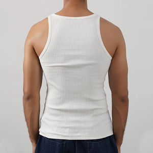 <b>Men</b> Ribbed Crop Tank Top <b>Slim</b> Fit Sleeveless Cotton <b>Vest</b> Stretch Gym Workout Bodybuilding Basic Summer Undershirt - Product Image 3