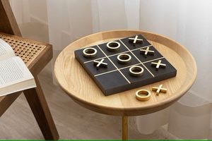Tic Tac Toe Board Game Brass Pieces <b>Square</b> Design Educational Family Strategy Game 2 Players Abstract Puzzle Eco-Friendly Gift - Product Image 3