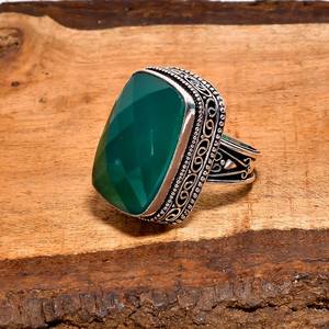 Natural Green Chalcedony Sterling Silver <b>Ring</b> Faceted Gemstone Handmade Statement Jewelry <b>Ring</b> For Women And Men - Product Image 3