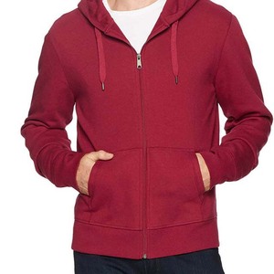 Unisex <b>Red</b> Zip-Up <b>Hoodie</b> 100% Cotton French Terry Casual Hooded Sweatshirt Regular Fit Solid Color Autumn Wear Low MOQ OEM/ODM - Product Image 2