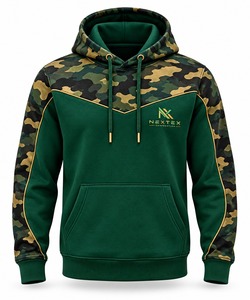 Sudadera con Capucha para Hombre, Color Verde, Bloques de Color, Manga Raglán, Bolsillo Frontal y Cordón Ajustable - Product Image 6