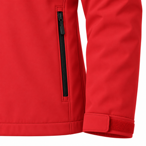 Men's <b>Red</b> Fleece <b>Jacket</b> <b>Waterproof</b> Hooded Stand Collar Zipper Front Quick Dry 220g Casual Winter Outerwear - Product Image 4