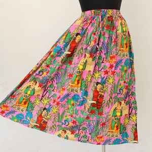 กระโปรงแม็กซี่ผ้าฝ้ายลายพิมพ์เพสลีย์สไตล์วินเทจสำหรับผู้หญิง สวมใส่สบาย ระบายอากาศได้ดี เหมาะสำหรับฤดูร้อน มีเชือกผูกเอว - Product Image 3