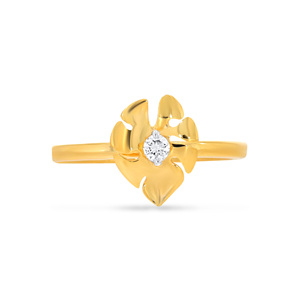Premium Gold Diamond <b>Studded</b> Leaf Design Engagement Ring for Women — Marquise Cut Center Stone, 0.35 Carat, Nature-Inspired - Product Image 4