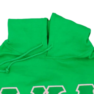 Sudadera con Capucha AKA Greek en Verde Kelly, con Letras AKA en Chenilla Rosa y Blanca, Ropa Casual de Hermandad - Product Image 3