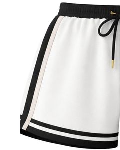 Conjunto de camisola y pantalones cortos para mujer, conjunto de dos piezas de verano, Top corto de mezcla de algodón, pantalones cortos con cordón y estampado de setas, informal, en blanco y negro - Product Image 6