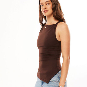 Women's Summer <b>Sleeveless</b> Lightweight <b>Knitted</b> Tank <b>Top</b> Solid Color Casual Cami Shirt Front Quick Dry Breathable - Product Image 2