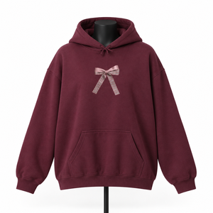 Sudadera con Capucha Oversize Borgoña para Mujer, con Gráfico Personalizado, Estilo Casual Urbano, Fabricante de Sudaderas de Forro Polar - Product Image 1
