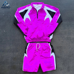 Different Contrast Color Highest Quality New Arrival Fully Customized Made Low Moq New Trendy Windbreaker Shorts Sets For Men - Product Image 4