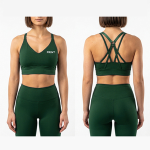 Soutien-gorge de sport uni pour l'entraînement, soutien-gorge de yoga à bretelles croisées au dos, hauts de sport pour femmes, vêtements de fitness, logo personnalisé OEM ODM, nylon et élasthanne - Product Image 4