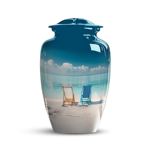 Blue Ocean Waves Cremation Urn Metal Burial <b>Memorial</b> Vessel Custom Design Adult Cremation Urn Decorative <b>Keepsake</b> - Product Image 2