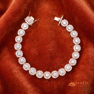 กำไลข้อมือโมอิสซาไนต์ชุบทองคำสีกุหลาบ เครื่องประดับแฟชั่น กำไลแบบ Cuban Link สำหรับผู้หญิงผู้ชาย ของขวัญทันสมัย เครื่องประดับชั้นดี นิวยอร์กซิตี้ สหรัฐอเมริกา - Product Image 4