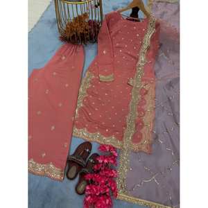 Conjunto de Top y Dupatta para Mujer de Diseñador, Elegante Atuendo para Fiesta, Estilo Palazzo - Product Image 3