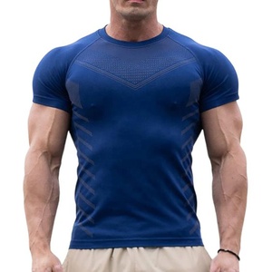 T-shirts de course pour hommes en coton, manches courtes, coupe ajustée, pour la musculation, vêtements de sport et de jogging - Product Image 4