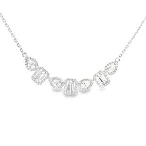 Mixed Cut Lab Grown Diamonds Halo Layering Necklaces Custom 14K 18K <b>Solid</b> <b>Gold</b> Pear Baguette Bridal Statement <b>Pendants</b> Wholesale - Product Image 1